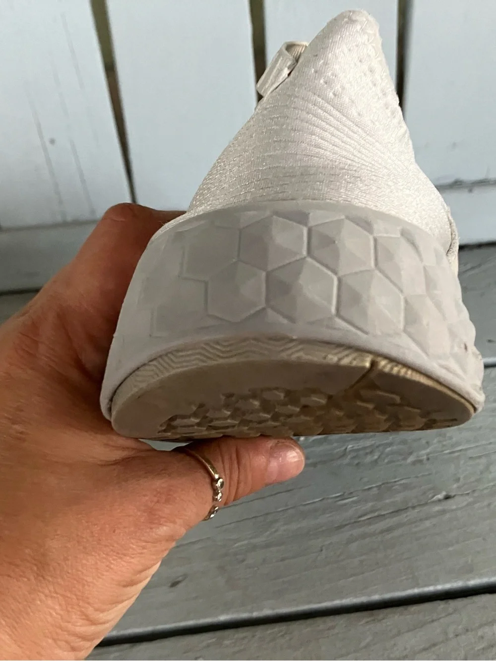 New Balance White Knot with Light Beige Leather Slip on LaceUp Athletic Sneakers